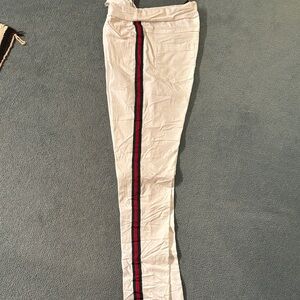 Venti6 White Pants with Red and Dark Green  Stripe